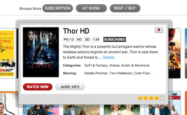 Redbox Instant Thor movie