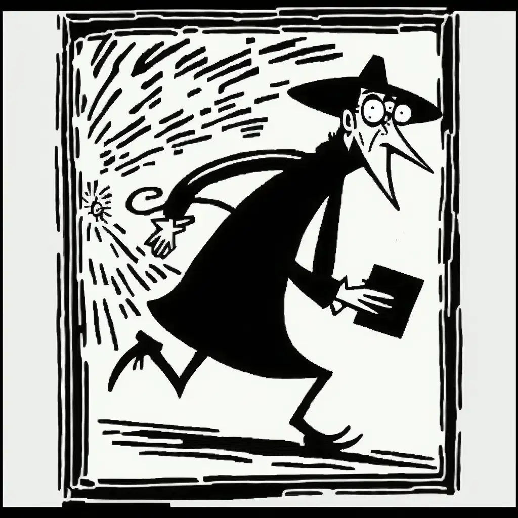 Thief in black stealing a painting